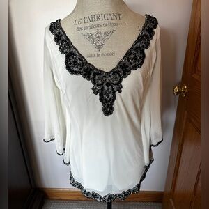 Beaded poncho blouse top